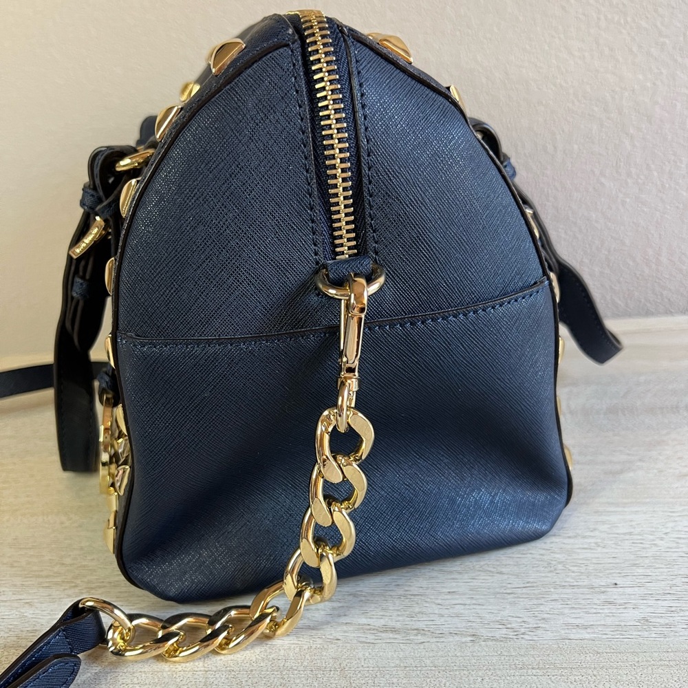 Michael Kors Leather Studded Grayson Satchel Bag - Picture 7 of 16